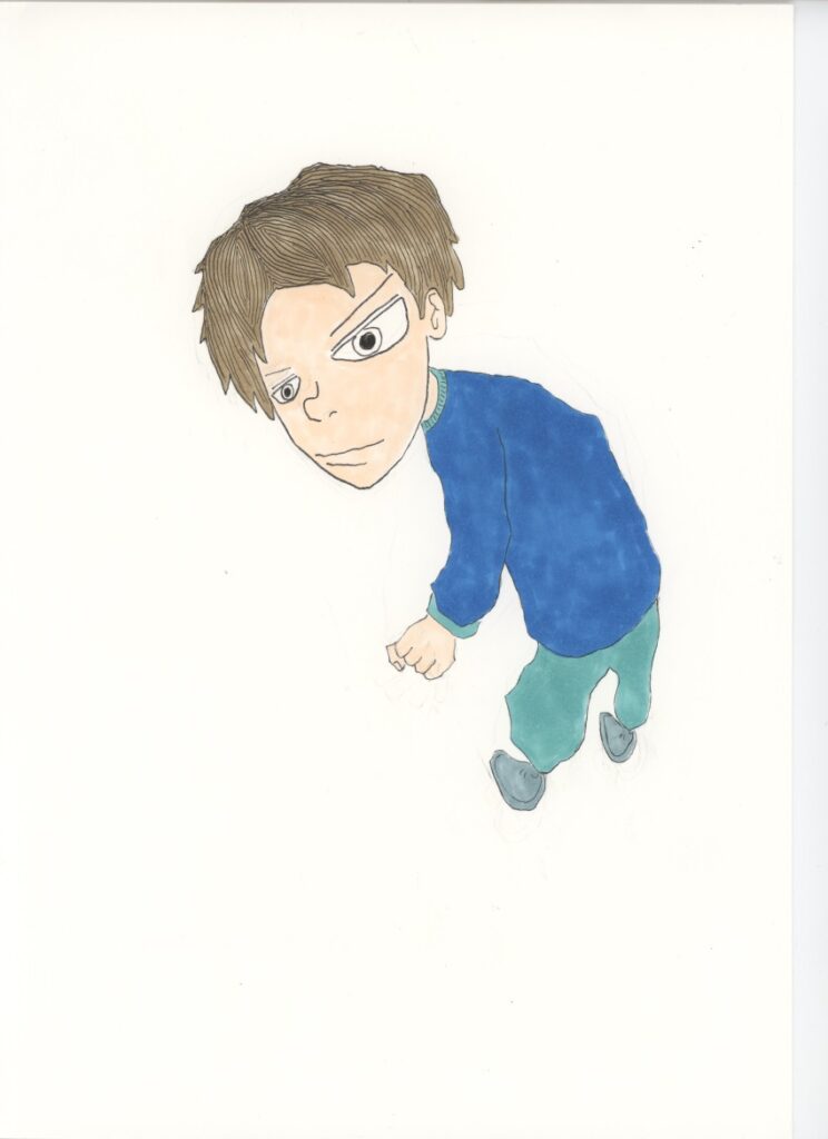 遠くを見つめる男の子