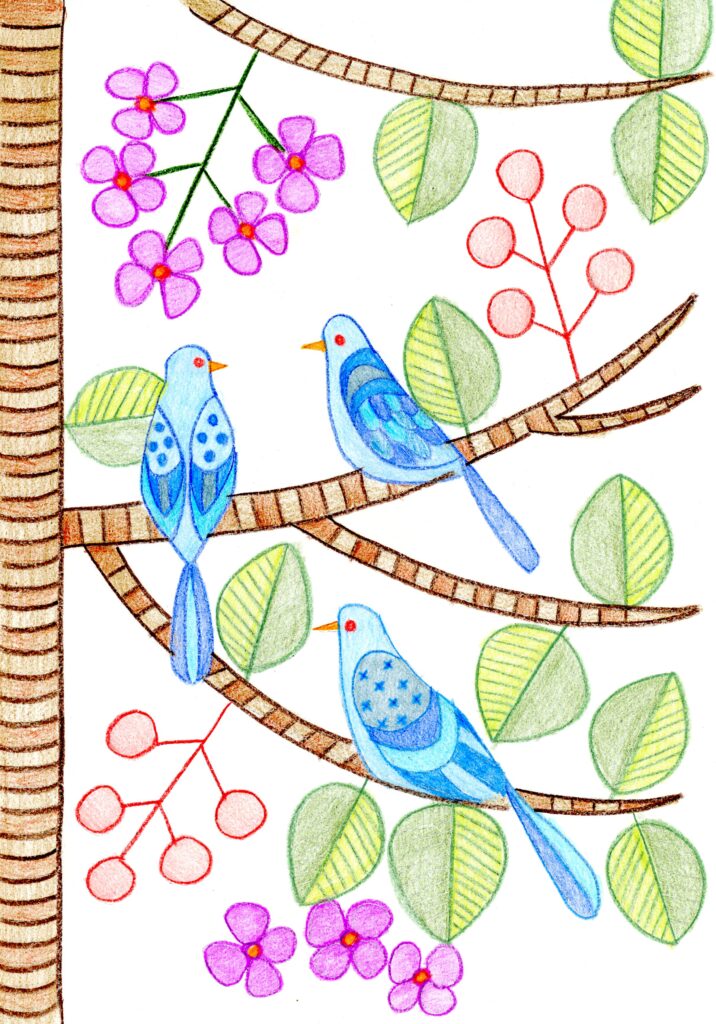 木にとまっている鳥
