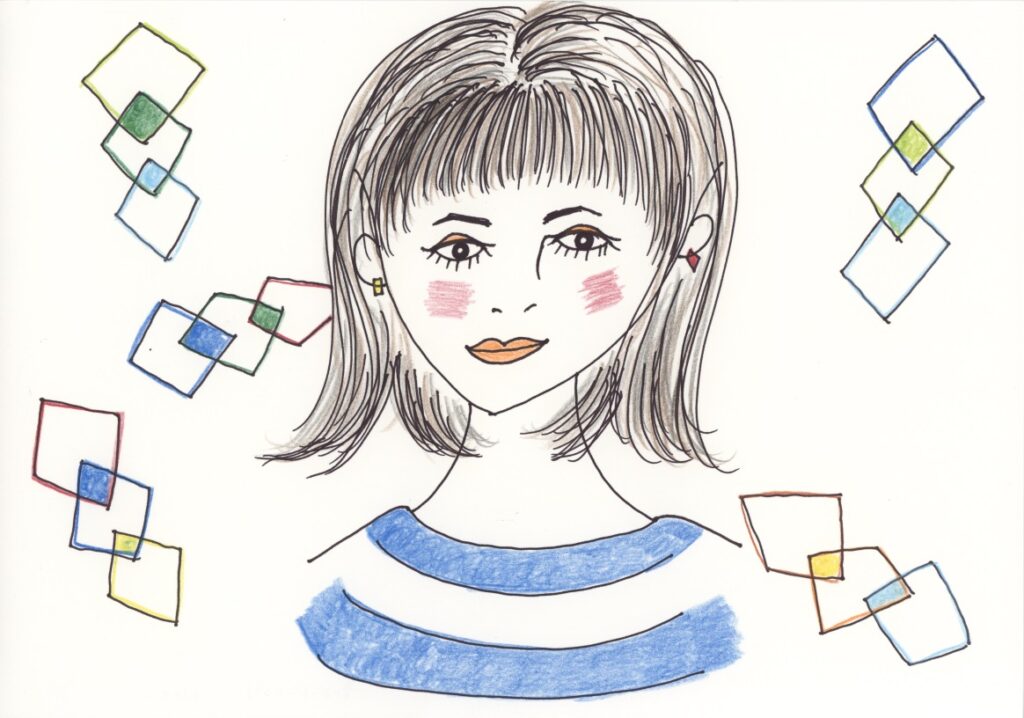 青いボーダーの女の子