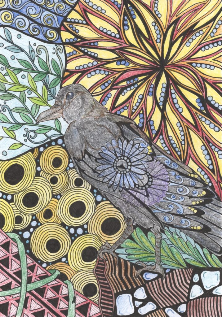 ゼンタングルアート　からす