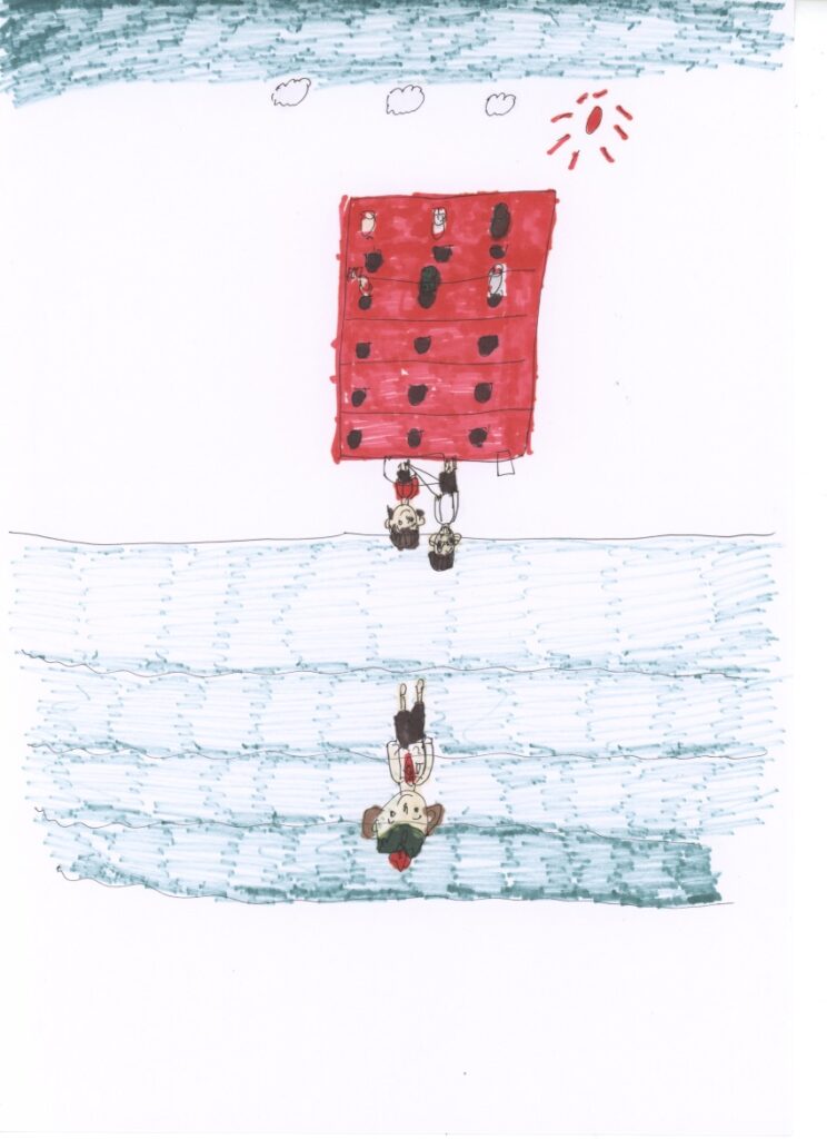 快晴と自動販売機と川とちぃかっぱ