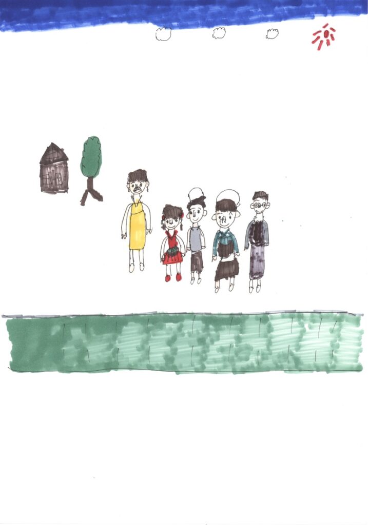 青空と木と家とサツキとメイとカン太君とお婆ちゃんとパパ