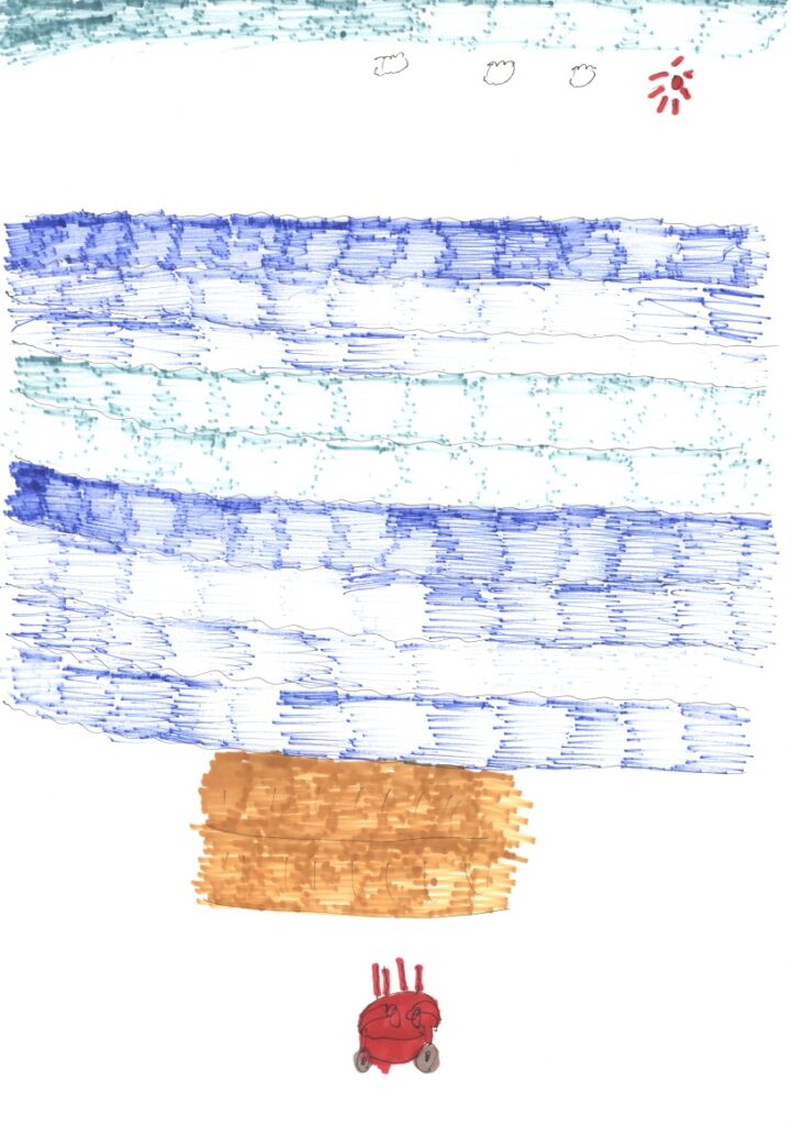 快晴と海と砂浜と蟹