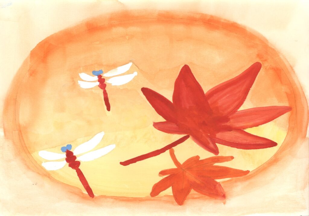 もみじと赤とんぼ