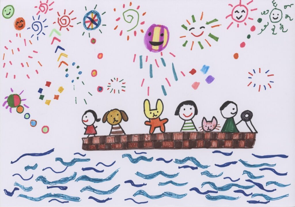 舟から見る花火