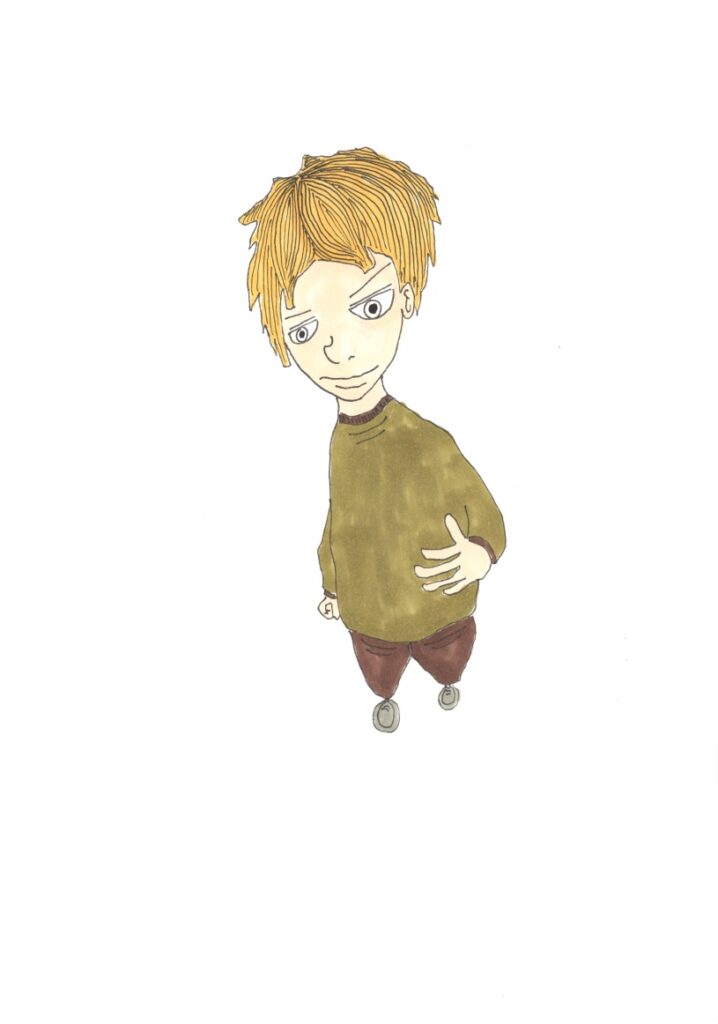 下を向いてる男