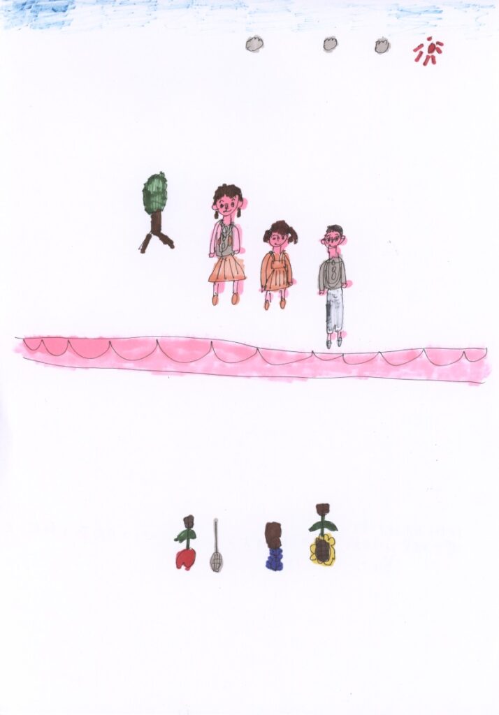 快晴と木とサツキと姪とお父さんとパーティと向日葵と朝顔と土筆とチューリップ