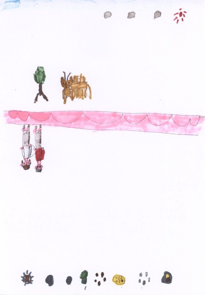 快晴と木と二ホンジカとパーティと藤原さんが私の肩とズボンを持って引っ張ってくれてるシーンと焼きそばと肉まんと餃子と椀子そばとミートボールとたこ焼きと黒豆とプッチンプリン