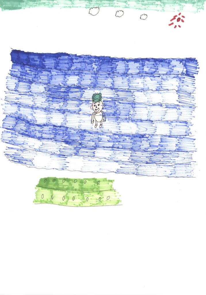 青空と海と河童と浜辺