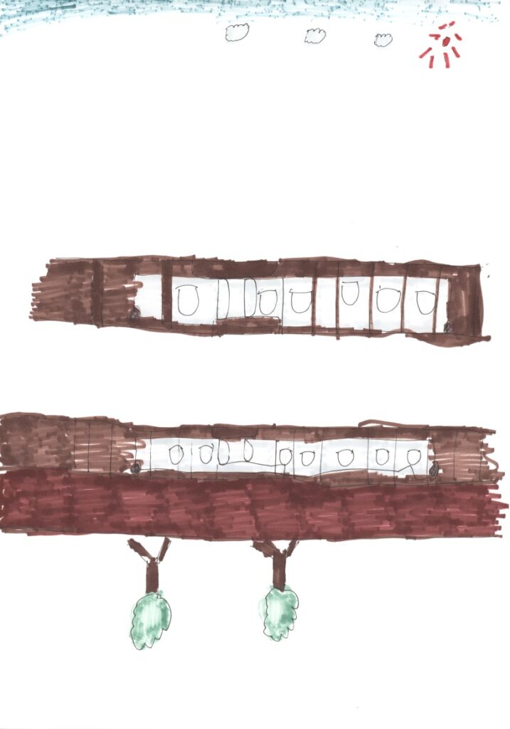 快晴と新幹線と木