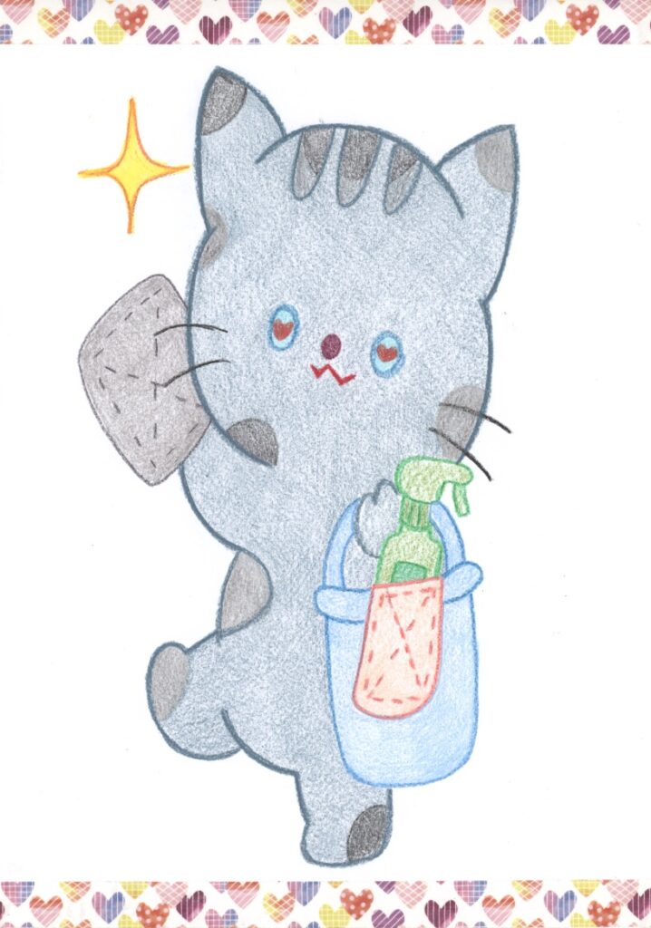 大掃除をするネコ
