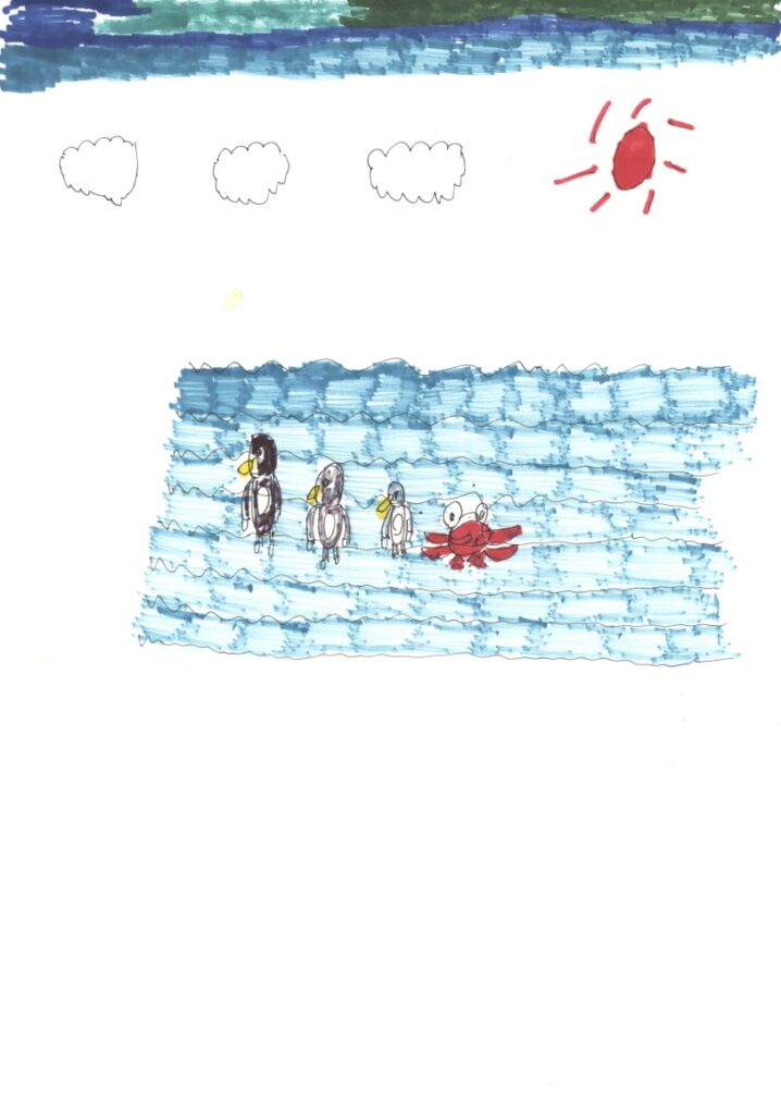 青空と雲と晴れと海とペンギンと蟹