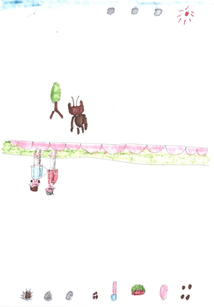 快晴と木と子狸とパーティと藤原さんが私の肩と手助けしてくれてるシーン焼きそばと焼売と肉まんとミートボールとバニラアイスと西瓜とハッピーターンときび団子