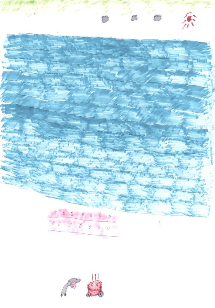 快晴と日本海と砂浜と蟹と蜂