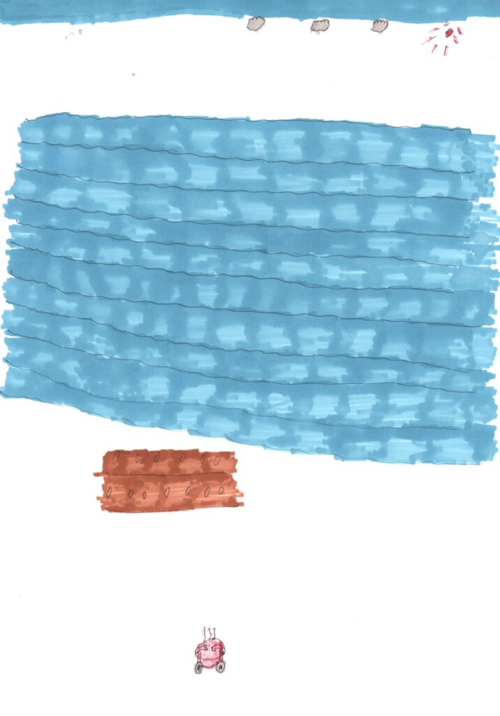 青空と海と砂浜と蟹