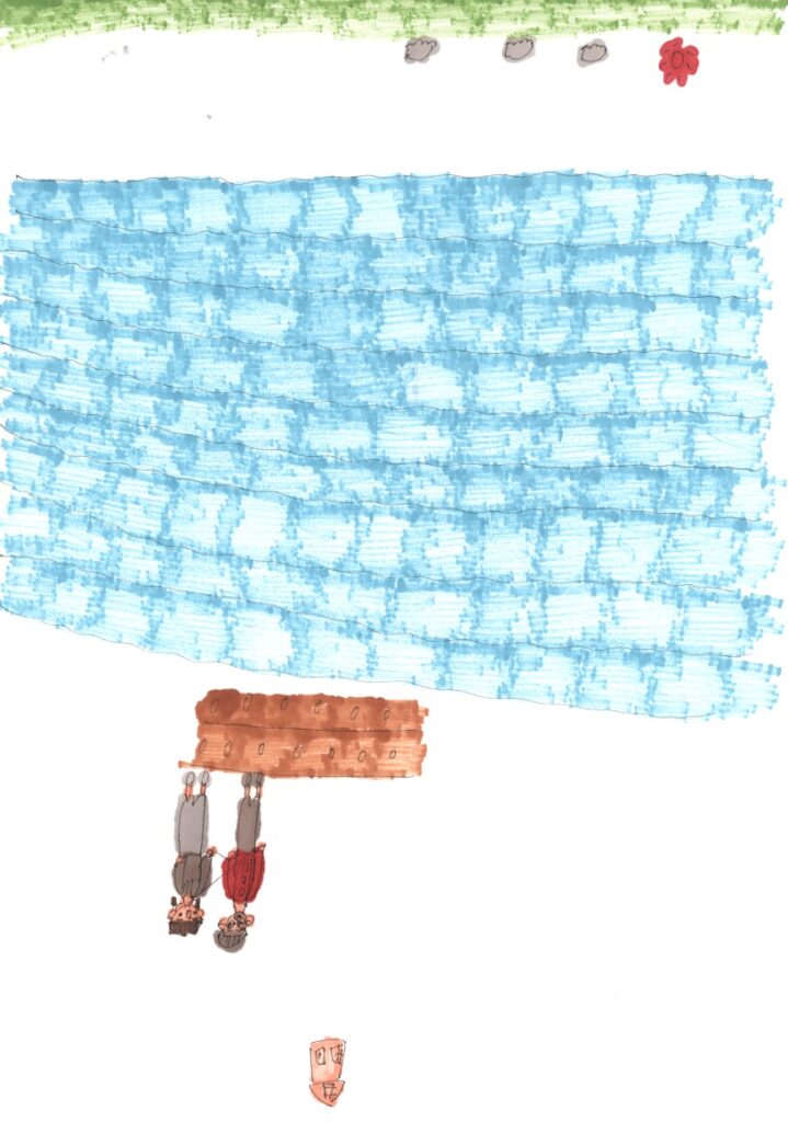 快晴と日本海と砂浜と藤原さんが私の肩と手助けしてくれてるシーンと家