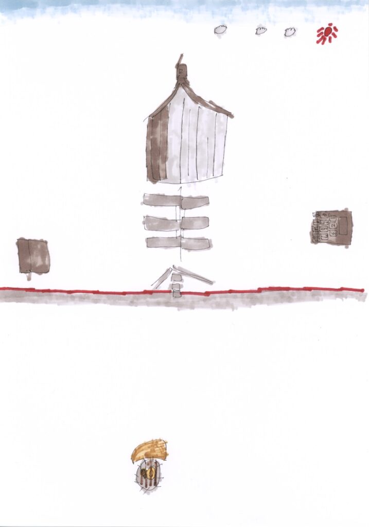 グループホームのオレンジハウスとオートロックと地面とポストとパーティと焼きそば