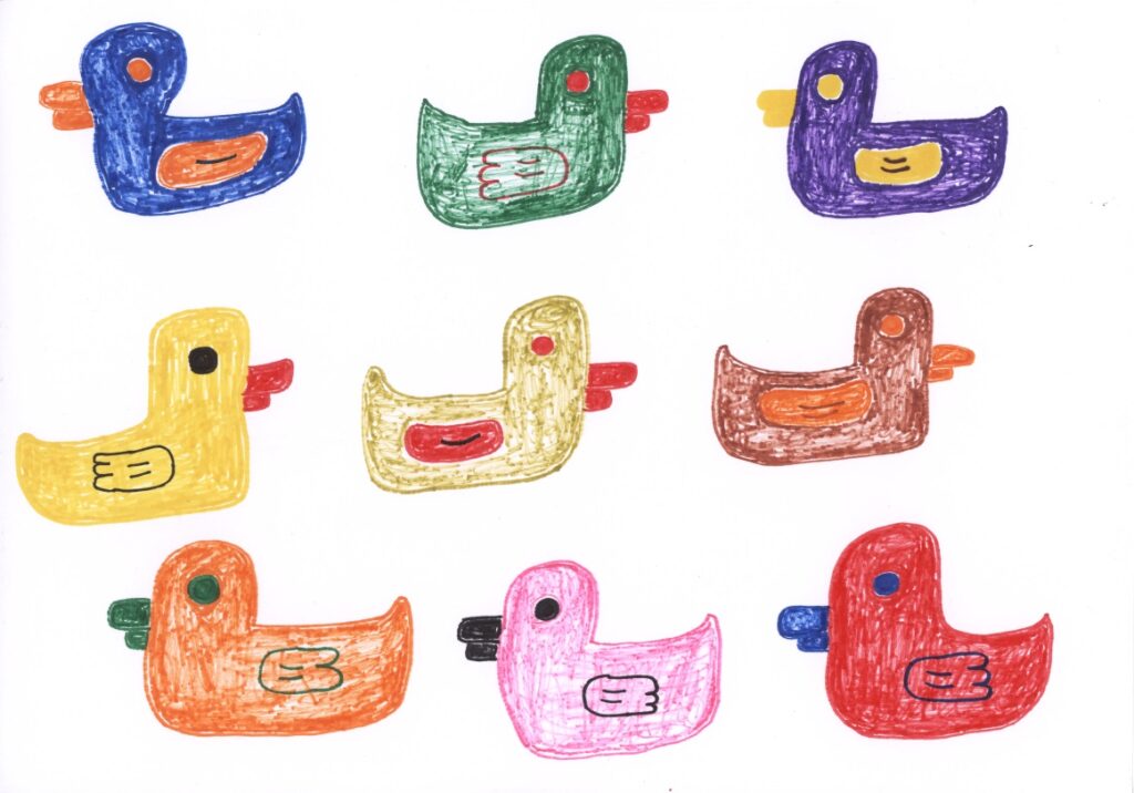 九羽カラフルアヒル どの色が好き？