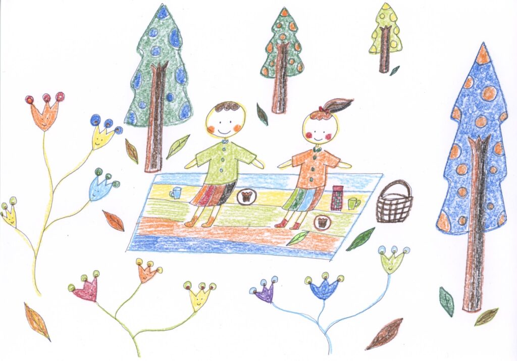 森の中でピクニック