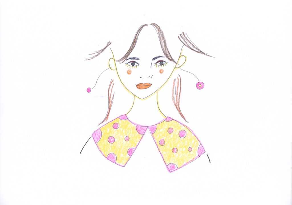 水玉のえりの女の子