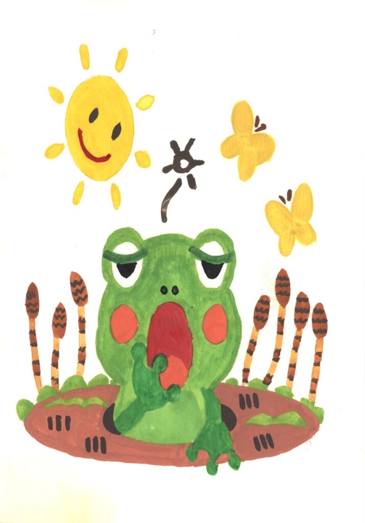 かえるとつくし