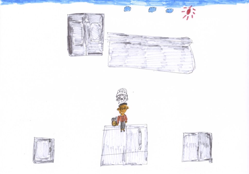 青空とグループホームのパン配達に行ったシーン