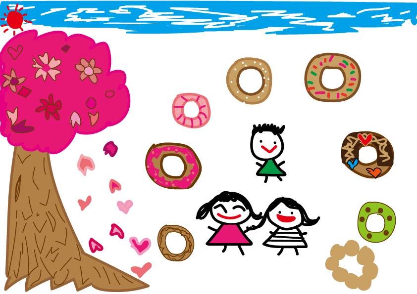 ドーナツを食べながらお花見