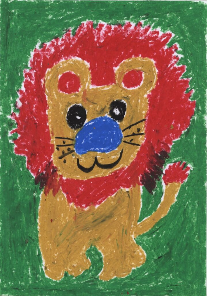 草原を走るライオン