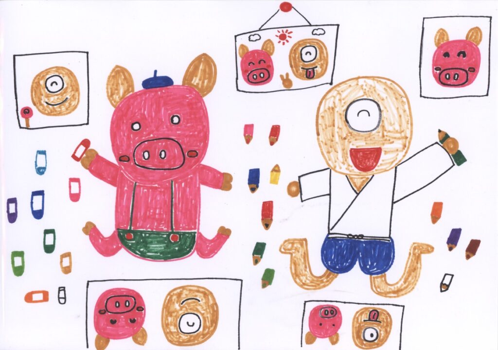 フーくんとメンタの友達の顔を描こう